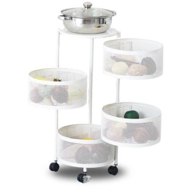 Imagem de Fruteira De Chão Para Cozinha Moderna Aramado Preta Giratoria Modelo: 