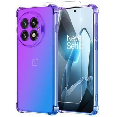 Imagem de Osophter Capa para Oneplus 13: Mulheres Meninas com Protetor de Tela Cantos Reforçados TPU Absorção de Choque Flexível Roxo Azul