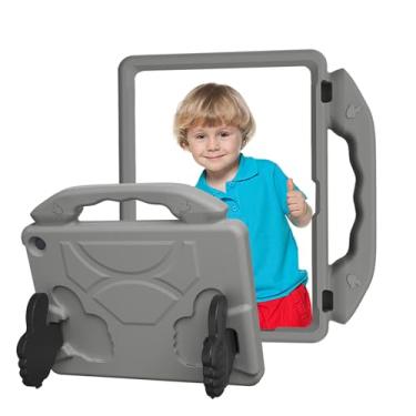 Imagem de Yunir Capa para Tablet Fire HD 10 para Crianças (versão 2023/2021), Capa Leve à Prova de Choque, Protetor de Tela Integrado Com Suporte de Alça, Recortes Precisos Laváveis ​​para Fire (Cinza)