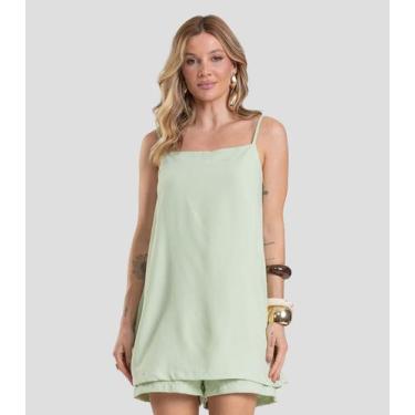 Imagem de Macaquinho Feminino em Linho Dianna Verde, G, Verde