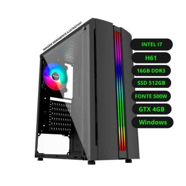 Imagem de Computador Cpu Gamer Intel Core I7 H61 16gb Ddr3 Ssd 512gb Gtx 4gb Wifi Windows