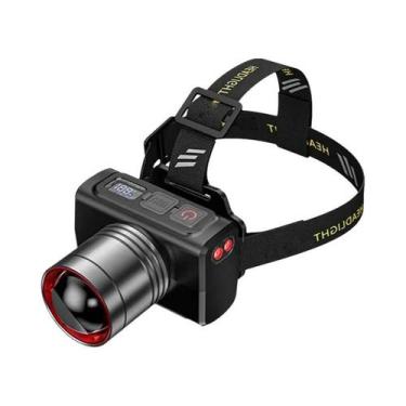 Imagem de Lanterna De Cabeça LED Recarregável Com Zoom Ajustável, Ultra Brilhant