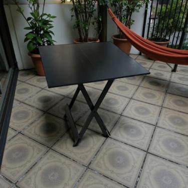 Imagem de Mesa Dobrável 70x70 com Tampo em MDF Preto - 4i Móveis, Preto