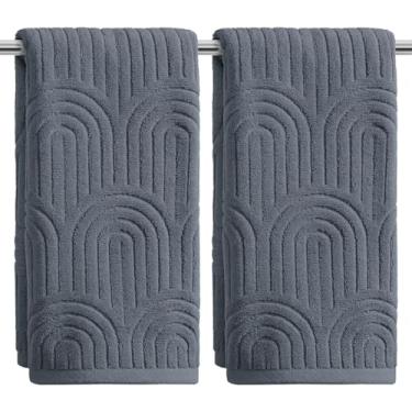 Imagem de Artoid Mode 2 peças de toalhas de mão cinza 3D arqueadas jacquard para banheiro, 100% algodão macio absorvente toalha de decoração de banheiro, 14,7 x 29,5 polegadas