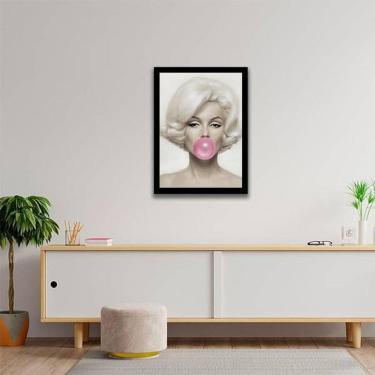 Imagem de Quadro Decorativo Marilyn Monroe Chicletes 34X23Cm Moldura Branca