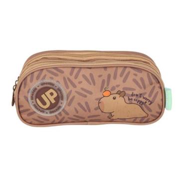 Imagem de Estojo Triplo Ziper Up4you Capivara Marrom - Luxcel