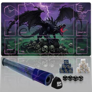 Imagem de Extalas MTG Playmat TCG Playmat – Inclui bolsa de armazenamento e 16 dados Experiência de qualidade superior e tapete de bloqueio de borda impermeável e antiderrapante! (tapete com, dragão rugido)