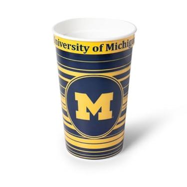 Imagem de Westrick Copos de lembrança Michigan Wolverines de 623 g – Pacote com 4 copos de plástico reutilizáveis, utensílios de bebida de estádio de nível de concessão para festas de futebol universitário
