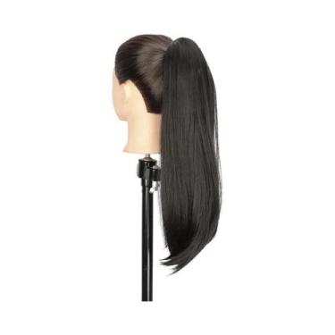 Imagem de Extensão De Rabo De Cavalo Sintético Longo E Liso De 40cm 50cm Com Cli