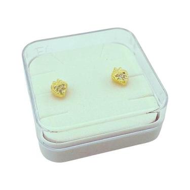 Imagem de Brinco Baby Morango Cravejado Folheado a Ouro - Acessório Infantil Ele