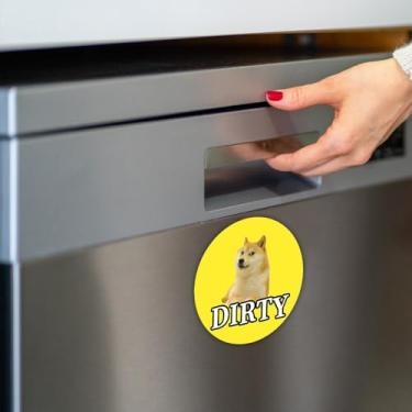 Imagem de Ímã de máquina de lavar louça, sinal limpo e sujo, indicador magnético de dupla face para estado da máquina de lavar louça, para utensílios essenciais de cozinha (preto)