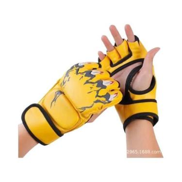 Imagem de Luvas De Boxe De Couro Adulto Para Treino, Meio Dedo, Com Amorteciment