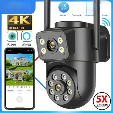 Imagem de Câmera IP Externa 4K 8MP Com Lentes Duplas E Telas Duplas, Wifi, Visão