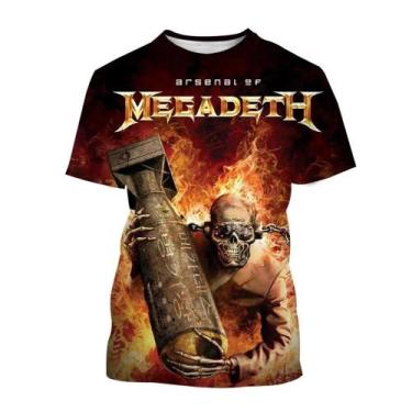 Imagem de Camiseta 3D Estampada Da Banda De Punk Rock Megadeth Para Homens E Mul