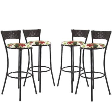 Imagem de Kit Banquetas Alta Forts Fibra Uv Floral Vermelho