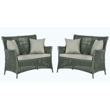 Imagem de 2 Sofás área Externa Igapó Alumínio Marrom Corda Náutica E3 Verde