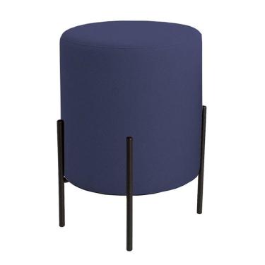 Imagem de Puff Orgânico Veludo Thor Com Pés De Ferro Preto Azul Marinho