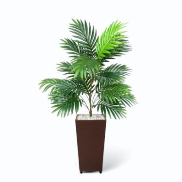 Imagem de Planta Artificial Palmeira Areca Toque Real com Vaso Decorativo, 1m Altura para Sala, Escritório e Varanda(Marrom)