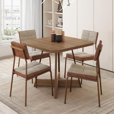Imagem de Conjunto Sala De Jantar 4 Cadeiras Sydney Carraro Nogal
