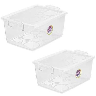 Imagem de Kit 2 Caixas Organizadoras com Travas e Alças Laterais 4L Bel Ordene C