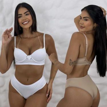 Imagem de Kit 2 Conjuntos De Lingerie Básico Confortável Calcinha em Forro e Alg
