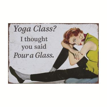 Imagem de Decoração de parede, pintura em ferro, letreiro, aula de ioga, citação engraçada