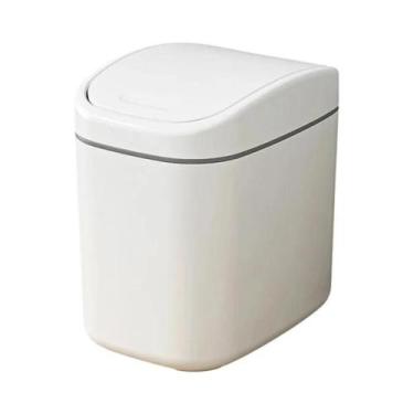 Imagem de Lixeira Pequena De Mesa Em Plástico Com Tampa Deslizante Para Escritór