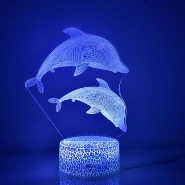 Imagem de Luz noturna, LED 3D, golfinhos, mudança de cor para crianças - Yiweisa