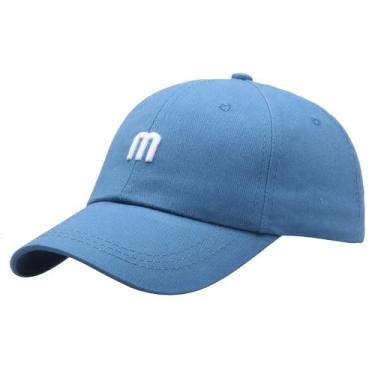 Imagem de Boné de beisebol Trucker, chapéu liso de algodão com letra M bordada -