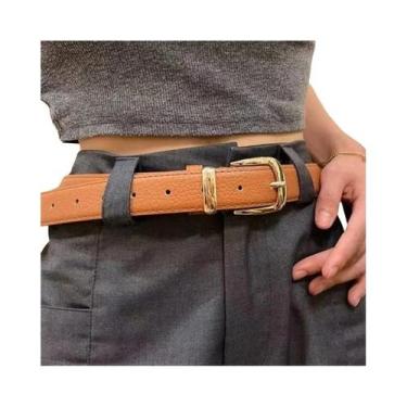 Imagem de Cinto Feminino Preto De Couro PU Fino Com Fivela De Pino Para Calças C