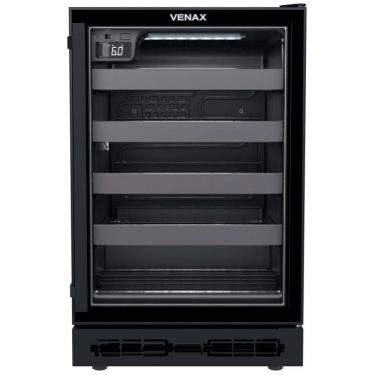 Imagem de Adega De Embutir Venax Cave In 100L 24 Garrafas Preto Fosco Porta De Vidro Led Branco 110V 27716