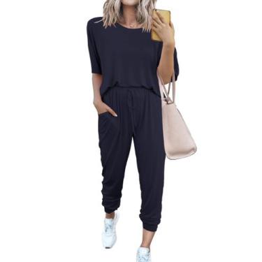 Imagem de Conjunto de Moletom PRETTYGARDEN 3XL Marinho Dois Peças para Lazer