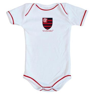 Imagem de Body Flamengo Bebe Recem Nascido Oficial Torcidababy, Branco, P (0-3 m