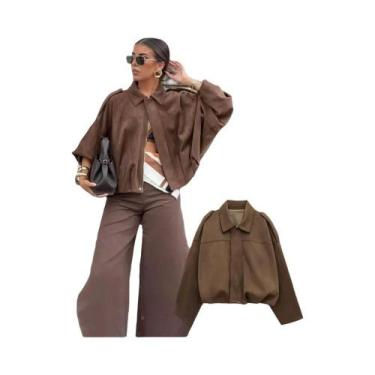 Imagem de Jaqueta Bomber Oversized Verde Martini Para Mulheres, Manga Longa, Cas