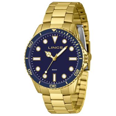 Imagem de Relógio LINCE masculino dourado azul MRGM007L46 D1KX