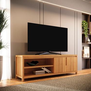 Imagem de Rack Bancada TV até 80" 1552NC Nature Madeira Maciça com Nicho e 2 Portas Rústico Claro Finestra