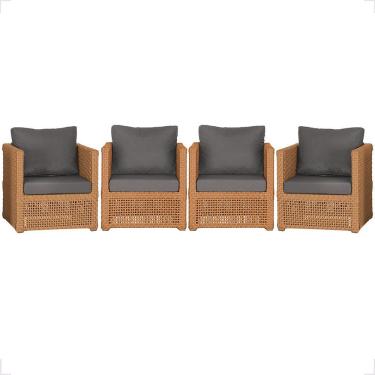 Imagem de Kit 4 Poltronas Madri Alumínio Corda Náutica Estofado Terracota Trama Original