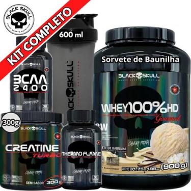 Imagem de Kit Suplemento Whey 100% HD POTE Gourmet 900g + Creatina Turbo 300g + 