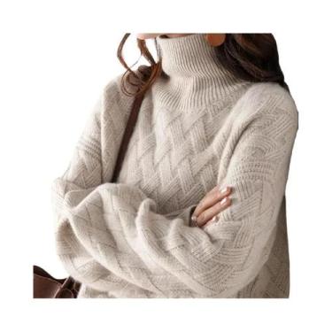 Imagem de Suéter Feminino De Cashmere Solto Oversize Para Inverno, Casual E Eleg
