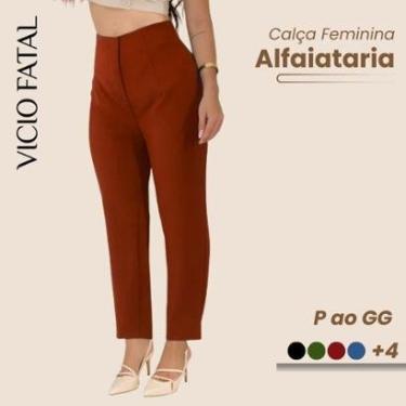 Imagem de Calça Feminina de Alfaiataria Reta Calça Social Básica Leve Fecho Discreto Elegante Cintura Alta-Feminino