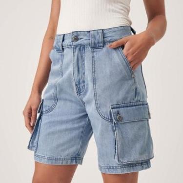 Imagem de Bermuda Jeans Bolso Fole Cargo-Feminino