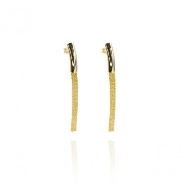 Imagem de Brinco Fio Grosso Trabalhado Banhado Em Ouro 18k [f027]