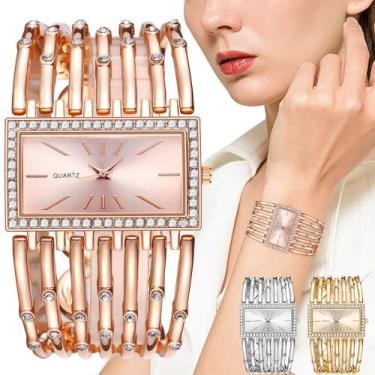 Imagem de Relógio Bracelete Feminino Pulseira Strass Fashion Quartzo - DQG, Rose