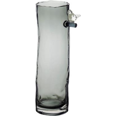 Imagem de VASO DECORATIVO ENFEITE PLANTA VIDRO 32x9x13cm CINZA