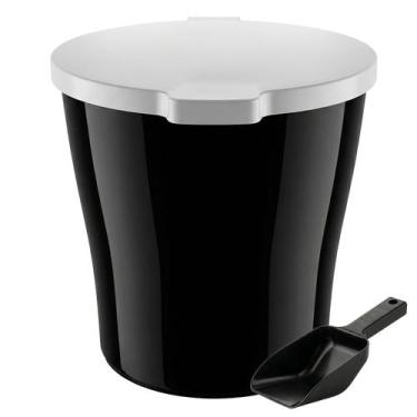 Imagem de Kit Porta Ração 15 Kg + Pá Dosadora Canister Redondo Animais De Estima