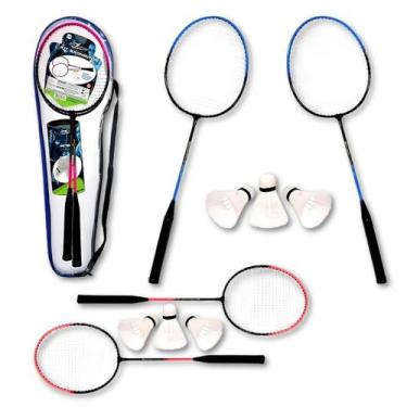 Imagem de Kit Badminton 2 Raquetes 3 Petecas Com Bolsa Kit Completo - Zein