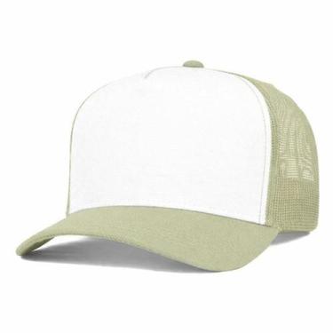 Imagem de Boné Trucker Liso Redinha Tela Aba Curva Cor:Caqui Frente BrancaTamanh