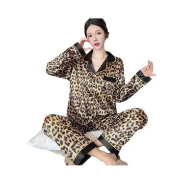 Imagem de Conjunto De Pijamas De Seda Gelada Para Mulheres, Casual De Primavera 