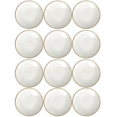 Imagem de Conjunto 12 Pratos de Porcelana Tramontina para Sobremesa 21cm Rústico