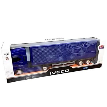 Imagem de Caminhão Grande 42cm Iveco S-Way Toco Baú Grande Rodas Livres Brinqued